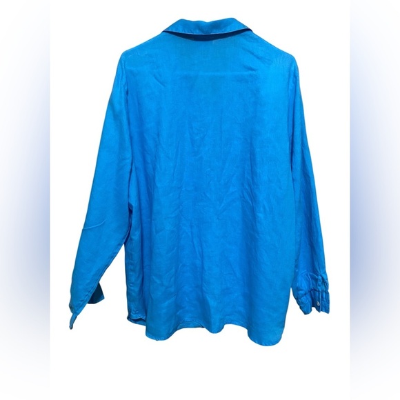 J Jill Love Linen 100% Linen Blue Long Sleeve Button Front XL Shirt Top. - Picture 2 of 8